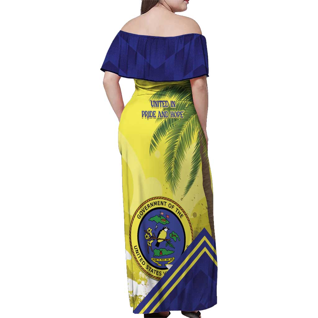 US Virgin Islands Family Matching Off Shoulder Maxi Dress and Hawaiian Shirt United in Pride and Hope - Wonder Print Shop