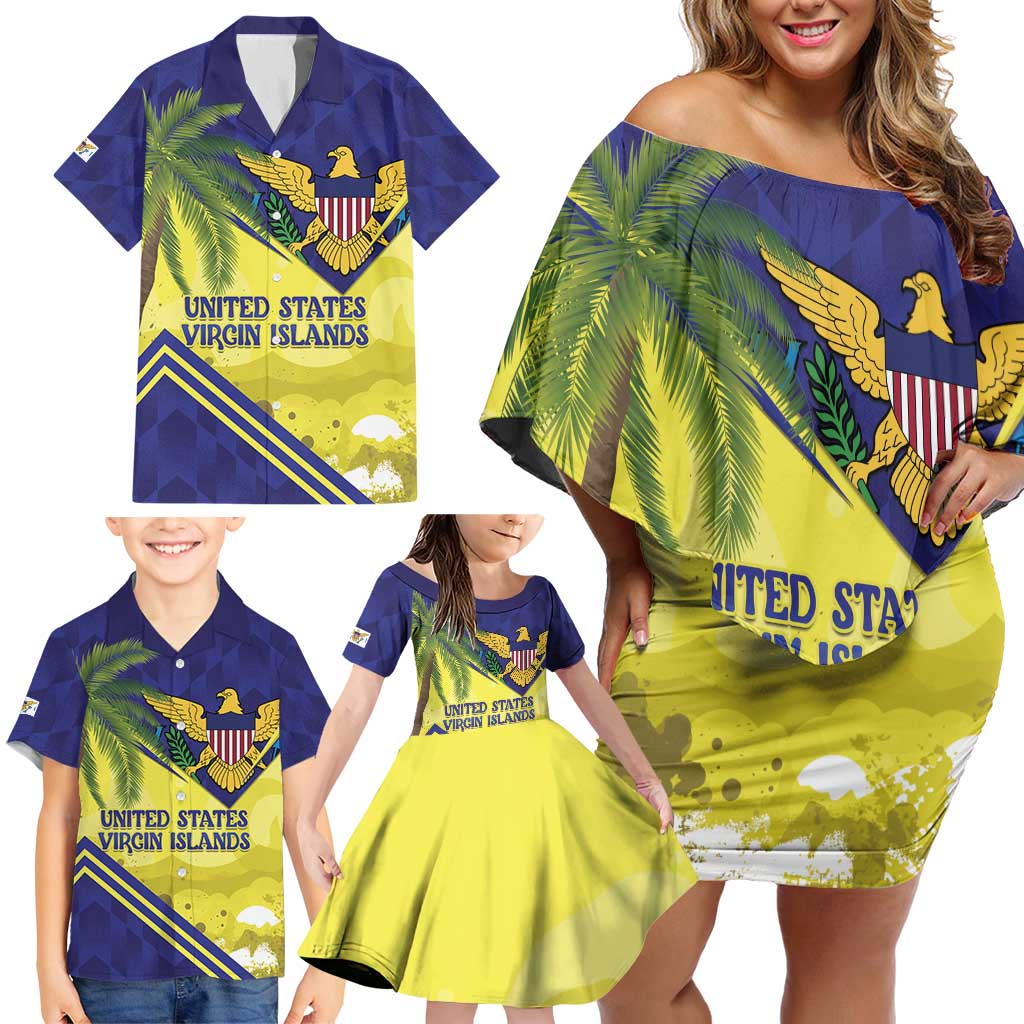 US Virgin Islands Family Matching Off Shoulder Short Dress and Hawaiian Shirt United in Pride and Hope - Wonder Print Shop