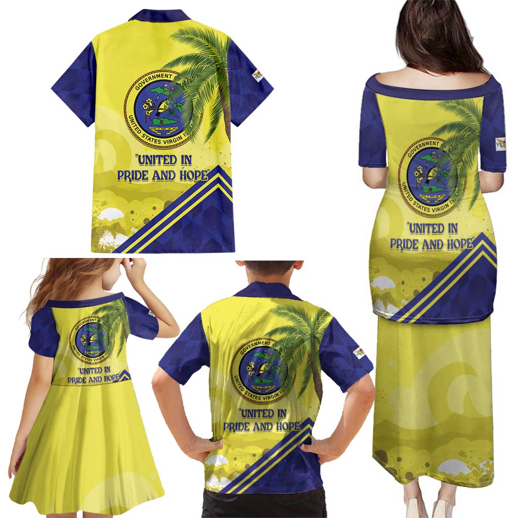 US Virgin Islands Family Matching Puletasi and Hawaiian Shirt United in Pride and Hope
