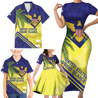 US Virgin Islands Family Matching Short Sleeve Bodycon Dress and Hawaiian Shirt United in Pride and Hope - Wonder Print Shop