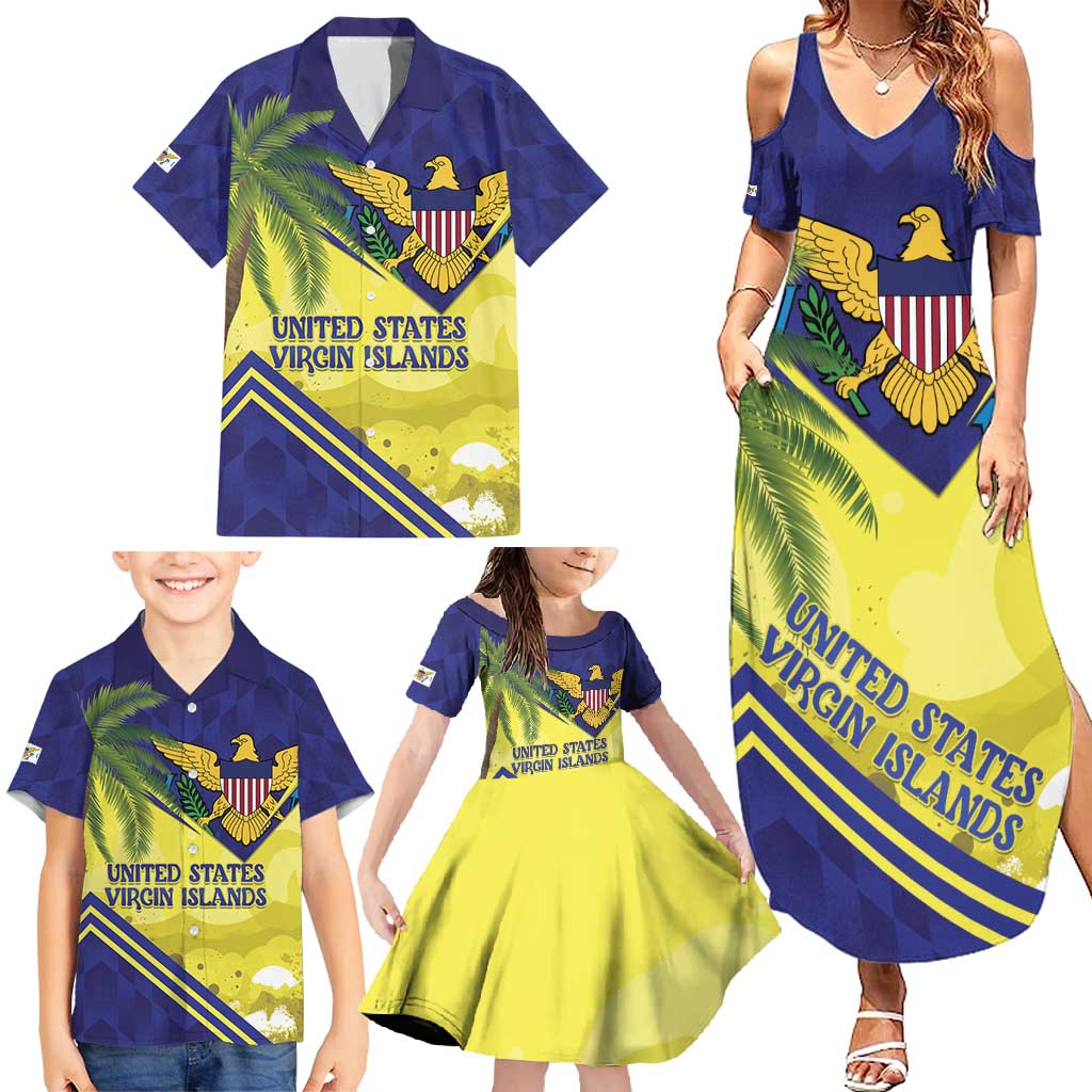 US Virgin Islands Family Matching Summer Maxi Dress and Hawaiian Shirt United in Pride and Hope - Wonder Print Shop
