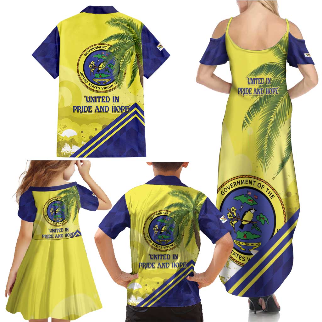 US Virgin Islands Family Matching Summer Maxi Dress and Hawaiian Shirt United in Pride and Hope - Wonder Print Shop