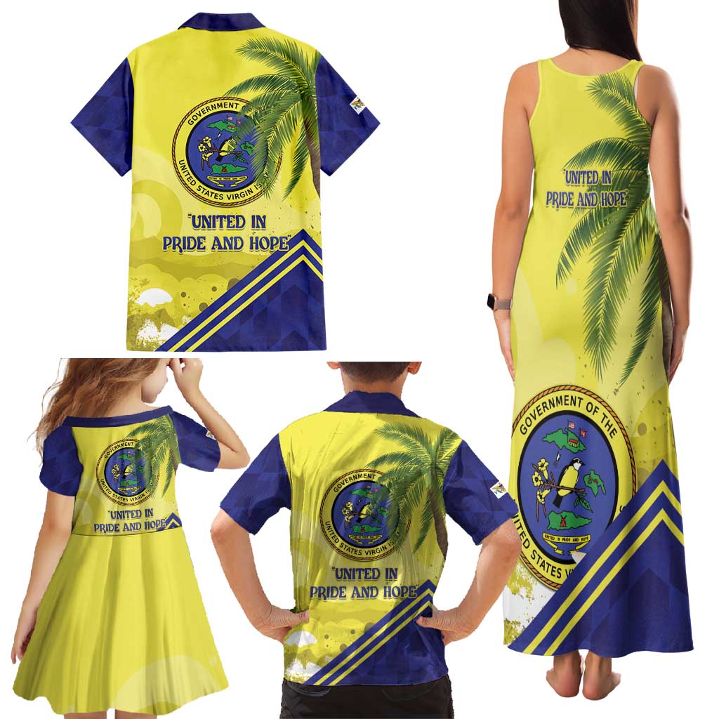 US Virgin Islands Family Matching Tank Maxi Dress and Hawaiian Shirt United in Pride and Hope - Wonder Print Shop