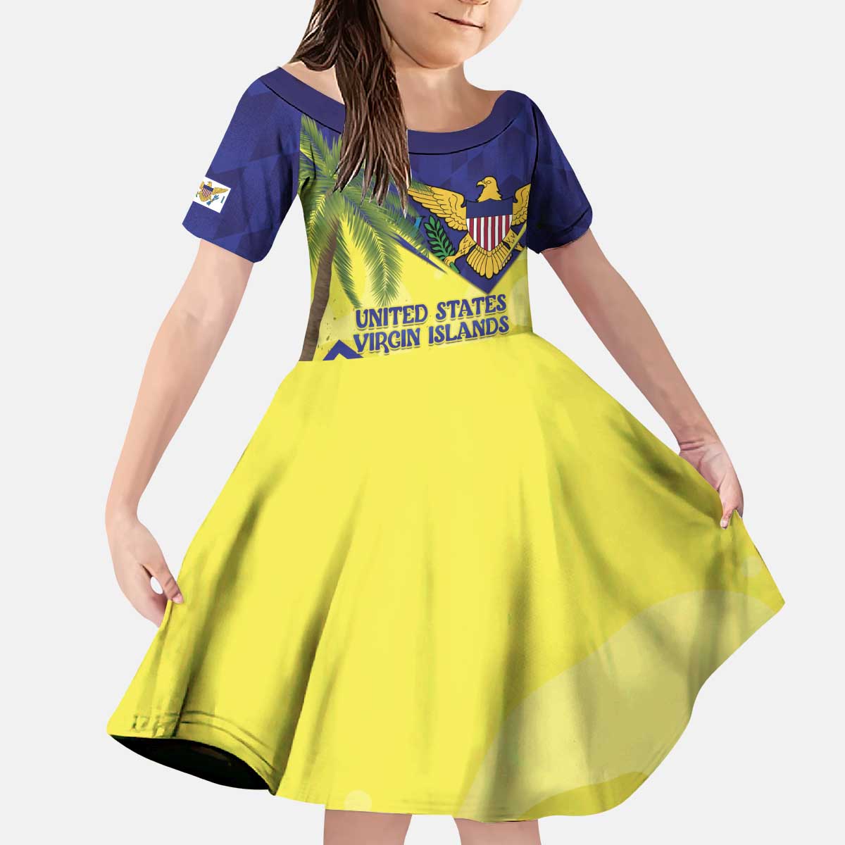 US Virgin Islands Kid Short Sleeve Dress United in Pride and Hope - Wonder Print Shop