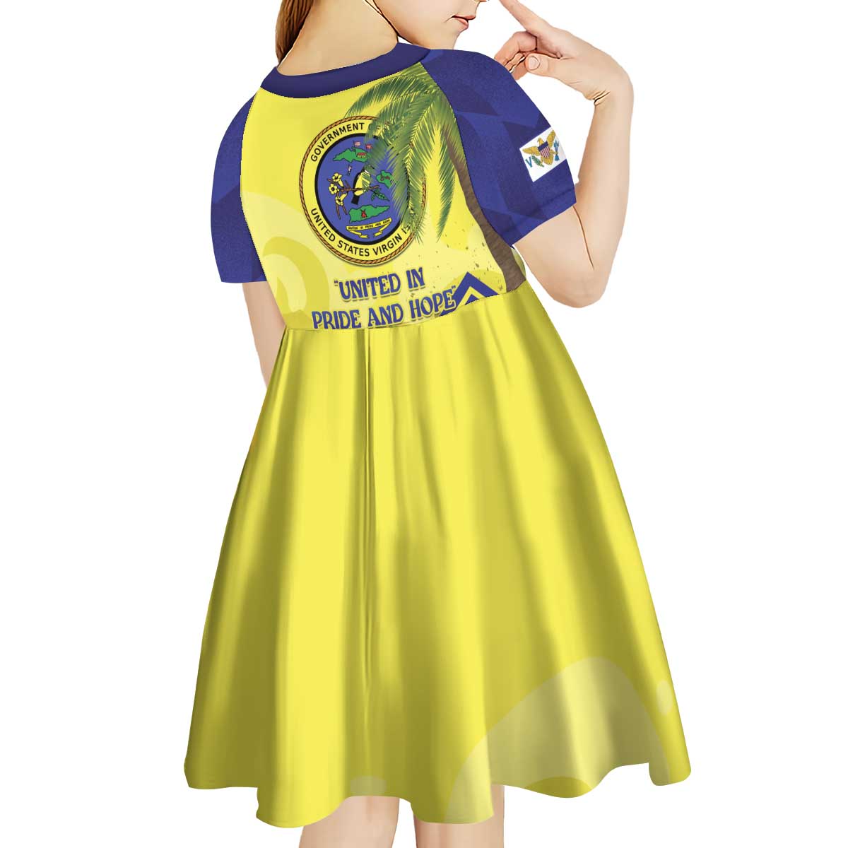 US Virgin Islands Kid Short Sleeve Dress United in Pride and Hope - Wonder Print Shop