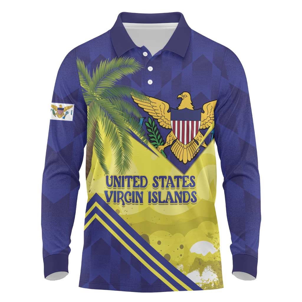 US Virgin Islands Long Sleeve Polo Shirt United in Pride and Hope - Wonder Print Shop