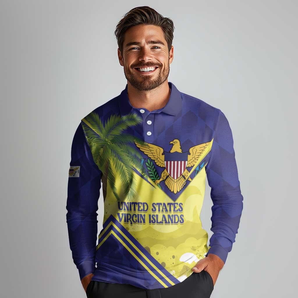 US Virgin Islands Long Sleeve Polo Shirt United in Pride and Hope - Wonder Print Shop