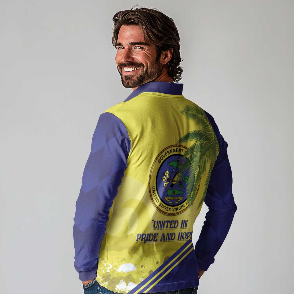 US Virgin Islands Long Sleeve Polo Shirt United in Pride and Hope - Wonder Print Shop
