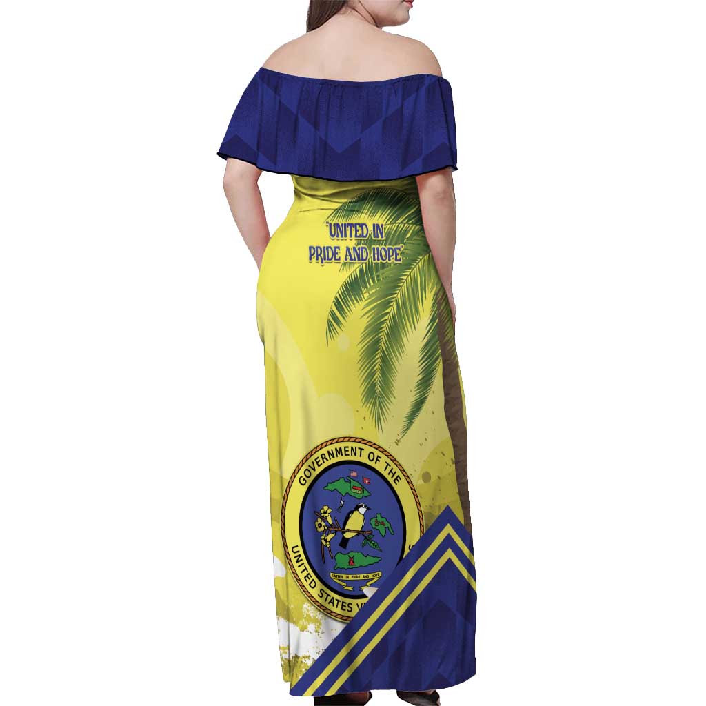 US Virgin Islands Off Shoulder Maxi Dress United in Pride and Hope - Wonder Print Shop
