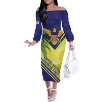 US Virgin Islands Off The Shoulder Long Sleeve Dress United in Pride and Hope - Wonder Print Shop