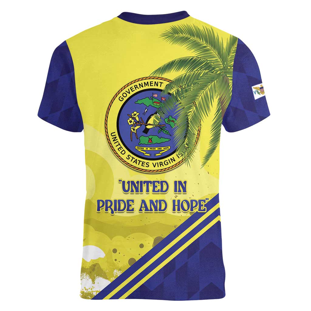 US Virgin Islands Women V-Neck T-Shirt United in Pride and Hope - Wonder Print Shop