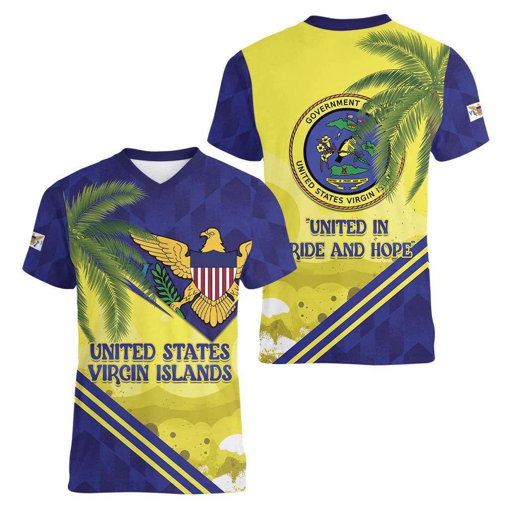 US Virgin Islands Women V-Neck T-Shirt United in Pride and Hope - Wonder Print Shop