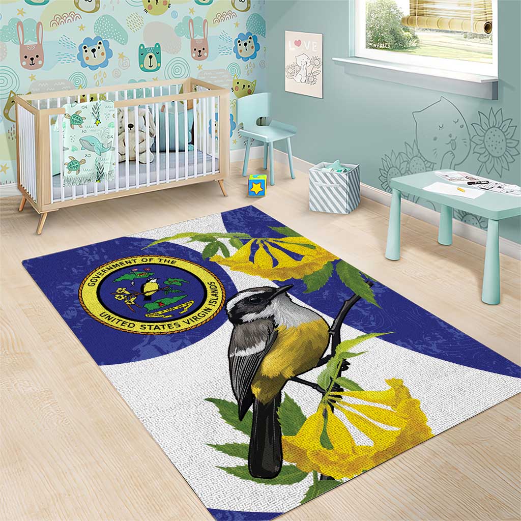 US Virgin Islands Area Rug Bananaquit Bird Mix Ginger Thomas Flower - Wonder Print Shop