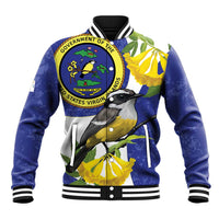 US Virgin Islands Baseball Jacket Bananaquit Bird Mix Ginger Thomas Flower - Wonder Print Shop