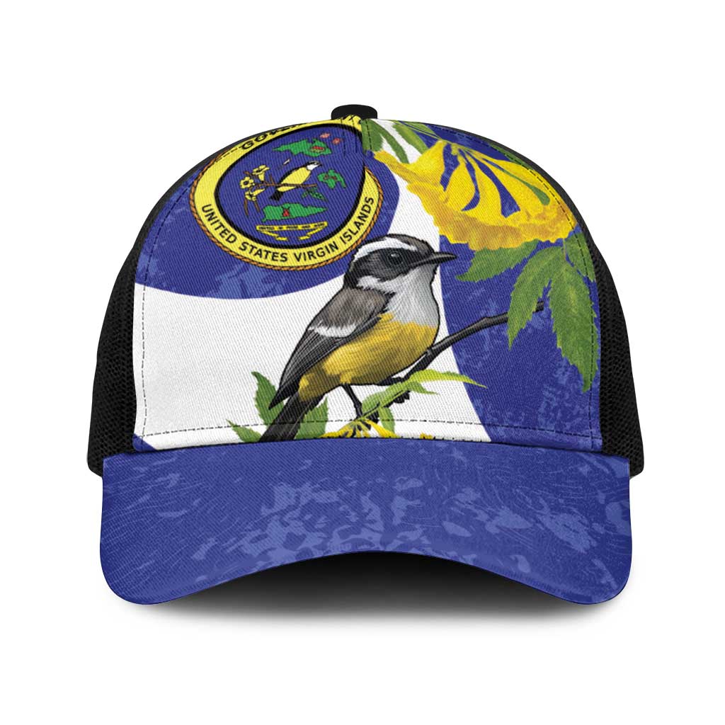 US Virgin Islands Baseball Net Cap Bananaquit Bird Mix Ginger Thomas Flower - Wonder Print Shop