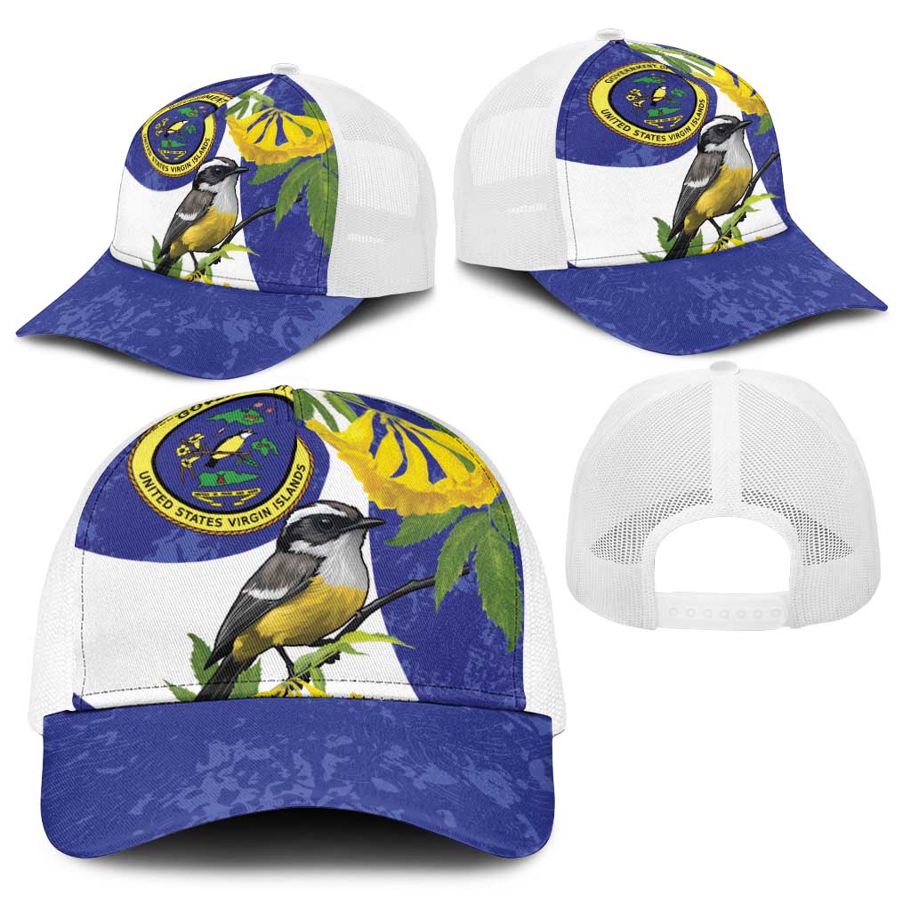 US Virgin Islands Baseball Net Cap Bananaquit Bird Mix Ginger Thomas Flower - Wonder Print Shop