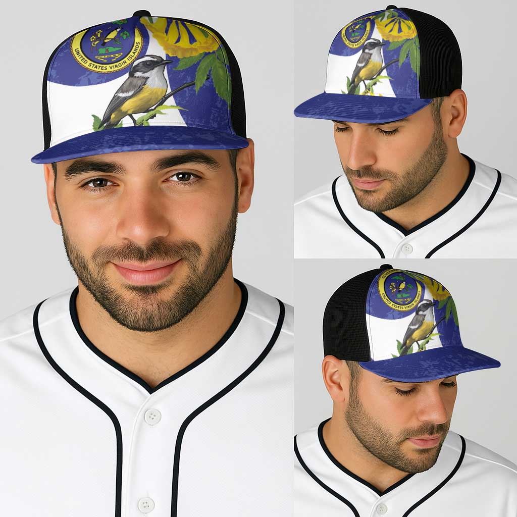 US Virgin Islands Baseball Net Cap Bananaquit Bird Mix Ginger Thomas Flower - Wonder Print Shop