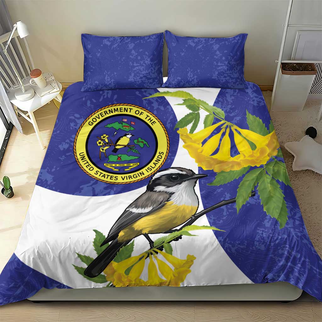 US Virgin Islands Bedding Set Bananaquit Bird Mix Ginger Thomas Flower - Wonder Print Shop