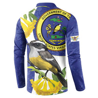 US Virgin Islands Button Sweatshirt Bananaquit Bird Mix Ginger Thomas Flower - Wonder Print Shop