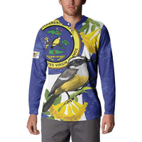 US Virgin Islands Button Sweatshirt Bananaquit Bird Mix Ginger Thomas Flower - Wonder Print Shop