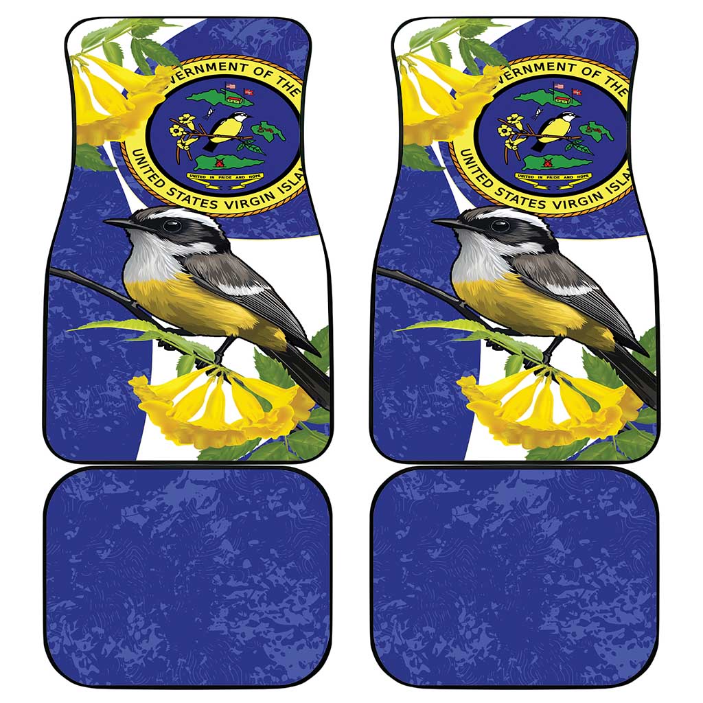 US Virgin Islands Car Mats Bananaquit Bird Mix Ginger Thomas Flower - Wonder Print Shop