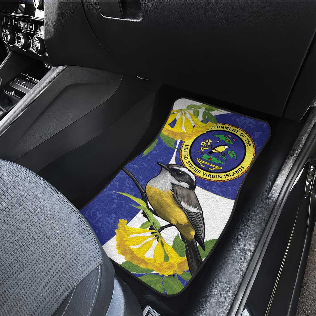US Virgin Islands Car Mats Bananaquit Bird Mix Ginger Thomas Flower - Wonder Print Shop