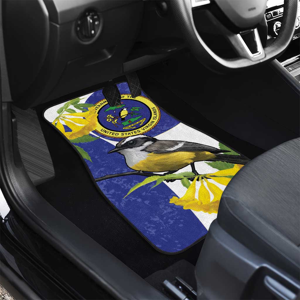 US Virgin Islands Car Mats Bananaquit Bird Mix Ginger Thomas Flower - Wonder Print Shop