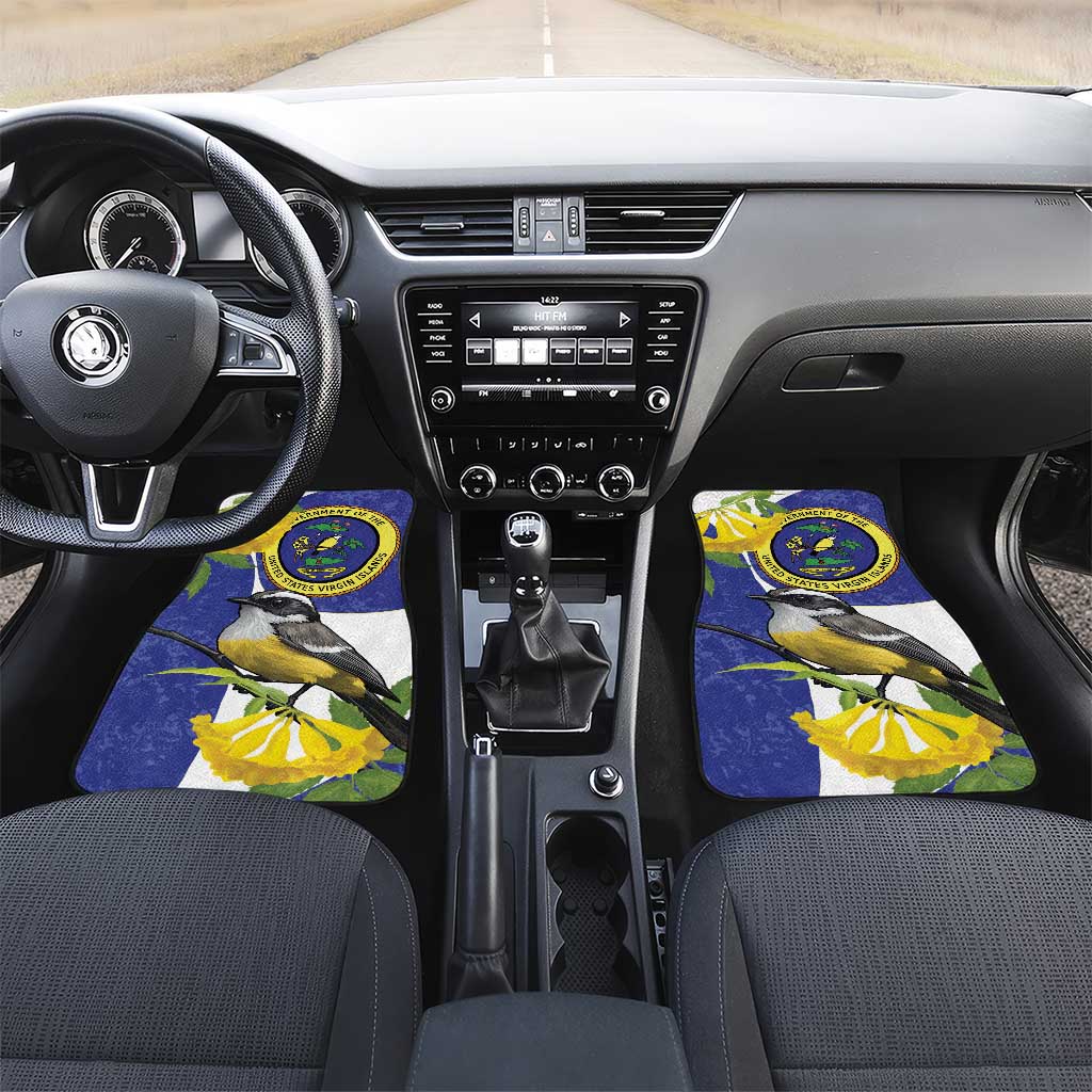 US Virgin Islands Car Mats Bananaquit Bird Mix Ginger Thomas Flower - Wonder Print Shop