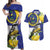 US Virgin Islands Couples Matching Off Shoulder Maxi Dress and Hawaiian Shirt Bananaquit Bird Mix Ginger Thomas Flower