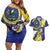 US Virgin Islands Couples Matching Off Shoulder Short Dress and Hawaiian Shirt Bananaquit Bird Mix Ginger Thomas Flower