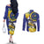 US Virgin Islands Couples Matching Off The Shoulder Long Sleeve Dress and Long Sleeve Button Shirt Bananaquit Bird Mix Ginger Thomas Flower
