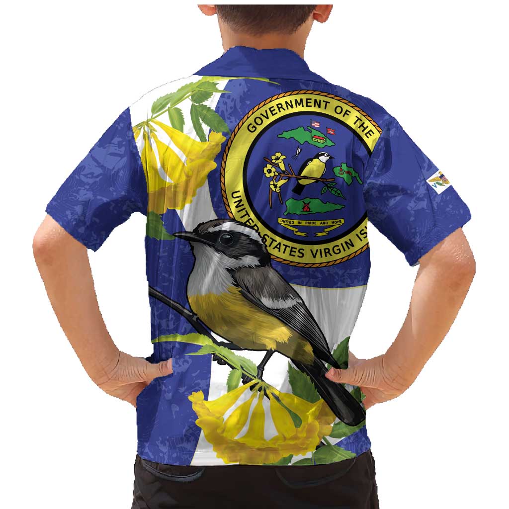 US Virgin Islands Family Matching Mermaid Dress and Hawaiian Shirt Bananaquit Bird Mix Ginger Thomas Flower - Wonder Print Shop