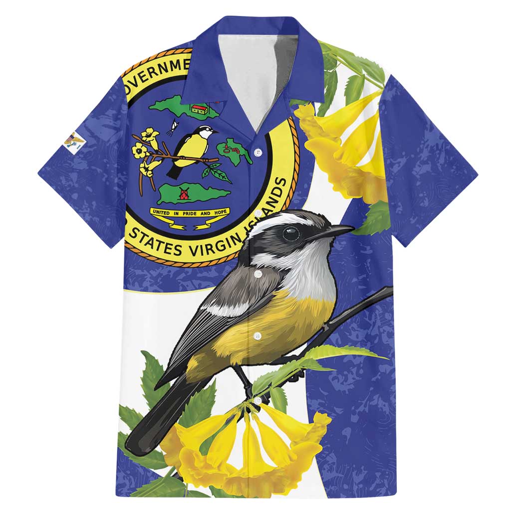 US Virgin Islands Family Matching Mermaid Dress and Hawaiian Shirt Bananaquit Bird Mix Ginger Thomas Flower - Wonder Print Shop