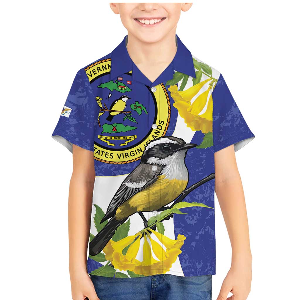 US Virgin Islands Family Matching Mermaid Dress and Hawaiian Shirt Bananaquit Bird Mix Ginger Thomas Flower - Wonder Print Shop