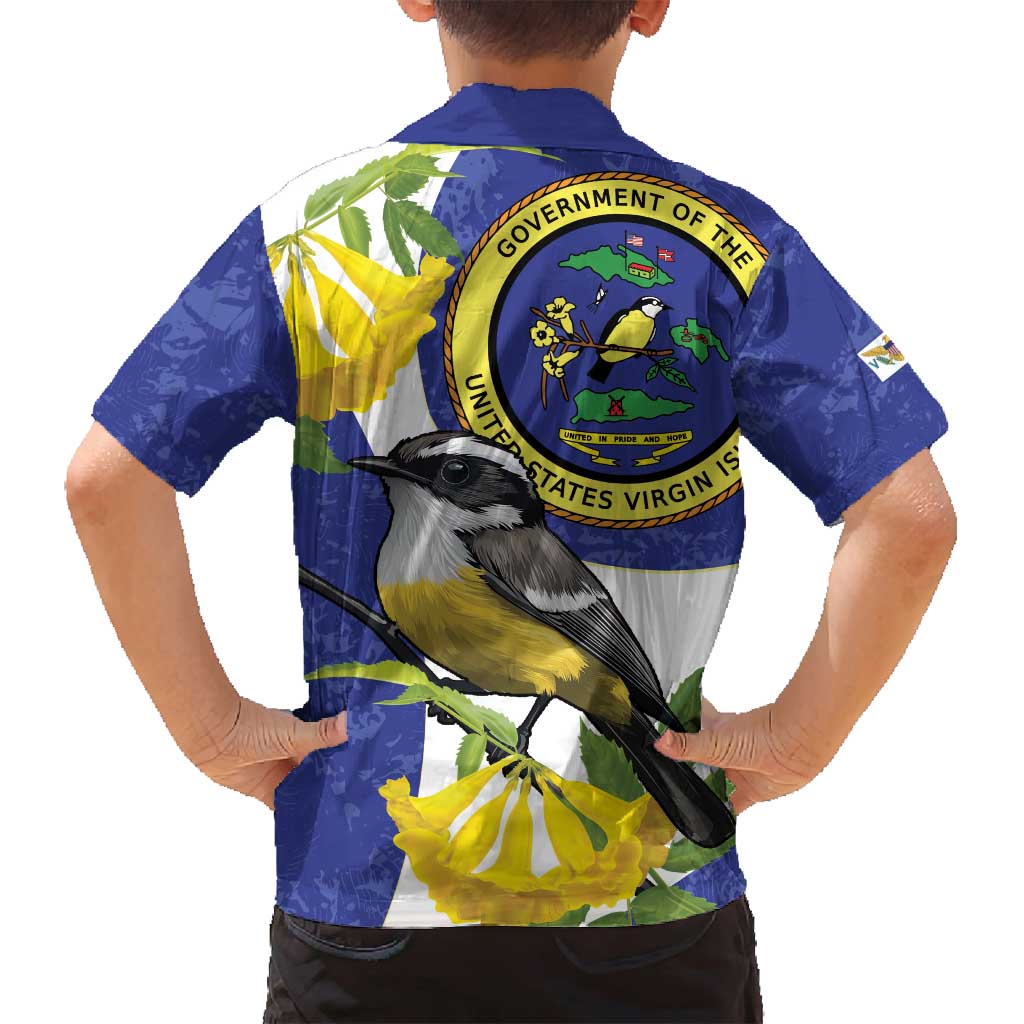 US Virgin Islands Family Matching Puletasi and Hawaiian Shirt Bananaquit Bird Mix Ginger Thomas Flower