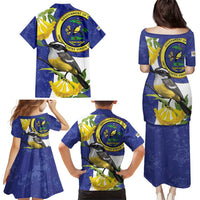 US Virgin Islands Family Matching Puletasi and Hawaiian Shirt Bananaquit Bird Mix Ginger Thomas Flower
