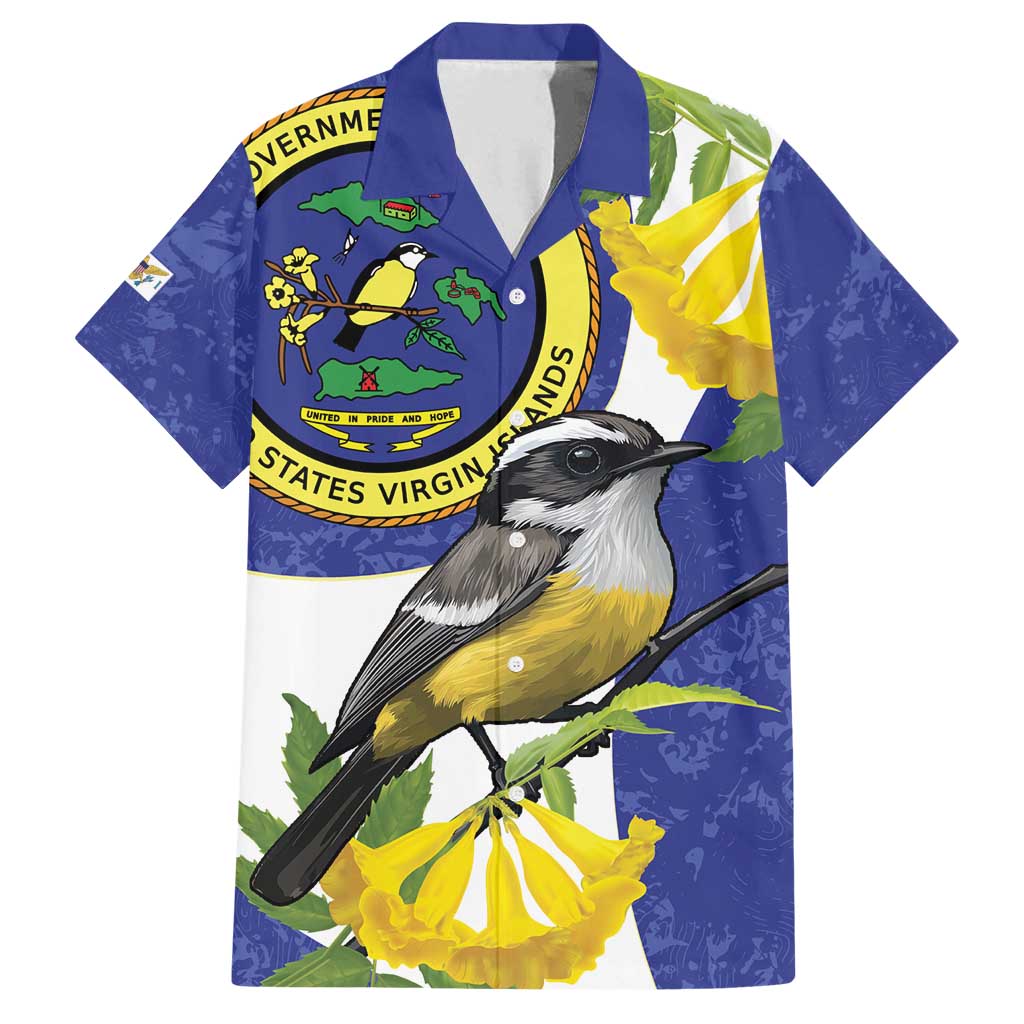 US Virgin Islands Family Matching Puletasi and Hawaiian Shirt Bananaquit Bird Mix Ginger Thomas Flower