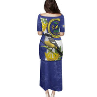 US Virgin Islands Family Matching Puletasi and Hawaiian Shirt Bananaquit Bird Mix Ginger Thomas Flower