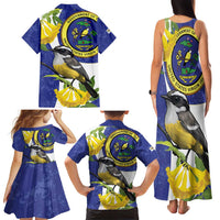 US Virgin Islands Family Matching Tank Maxi Dress and Hawaiian Shirt Bananaquit Bird Mix Ginger Thomas Flower - Wonder Print Shop