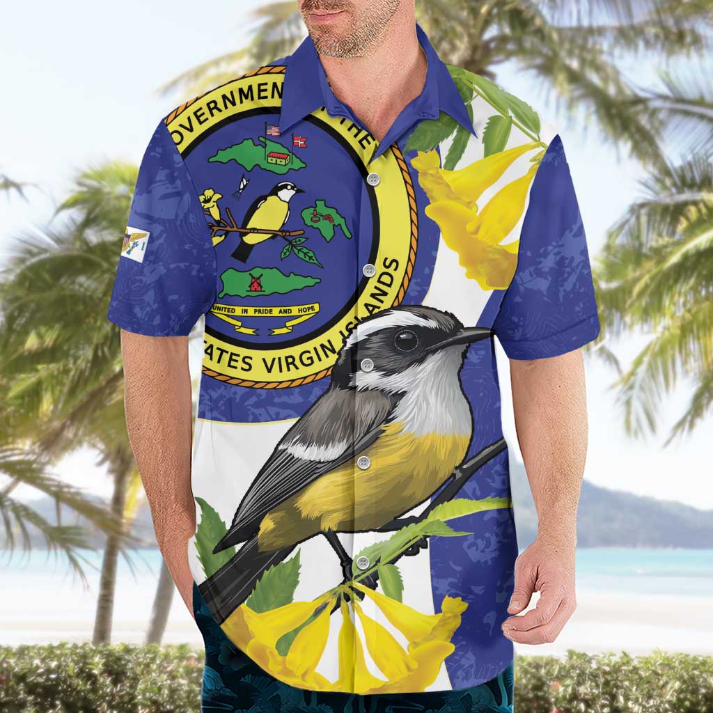 US Virgin Islands Hawaiian Shirt Bananaquit Bird Mix Ginger Thomas Flower - Wonder Print Shop