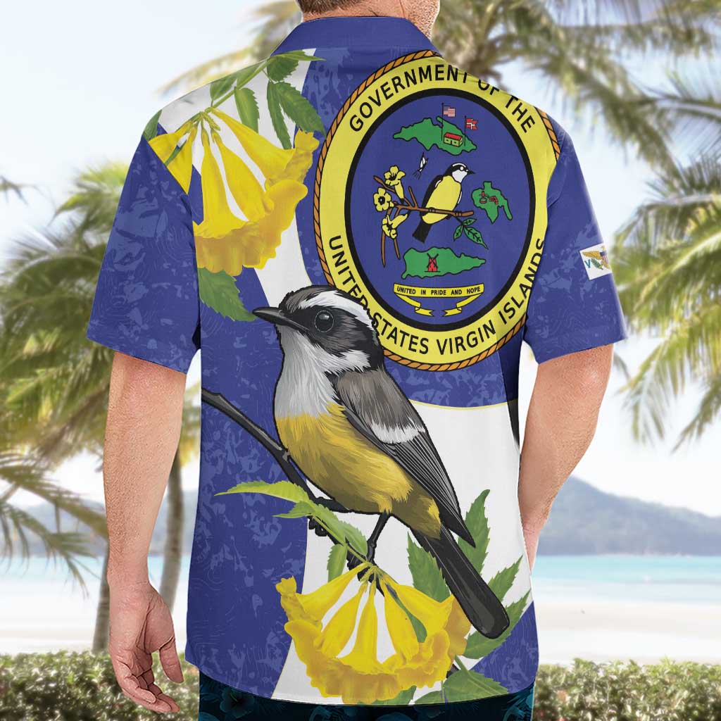 US Virgin Islands Hawaiian Shirt Bananaquit Bird Mix Ginger Thomas Flower - Wonder Print Shop