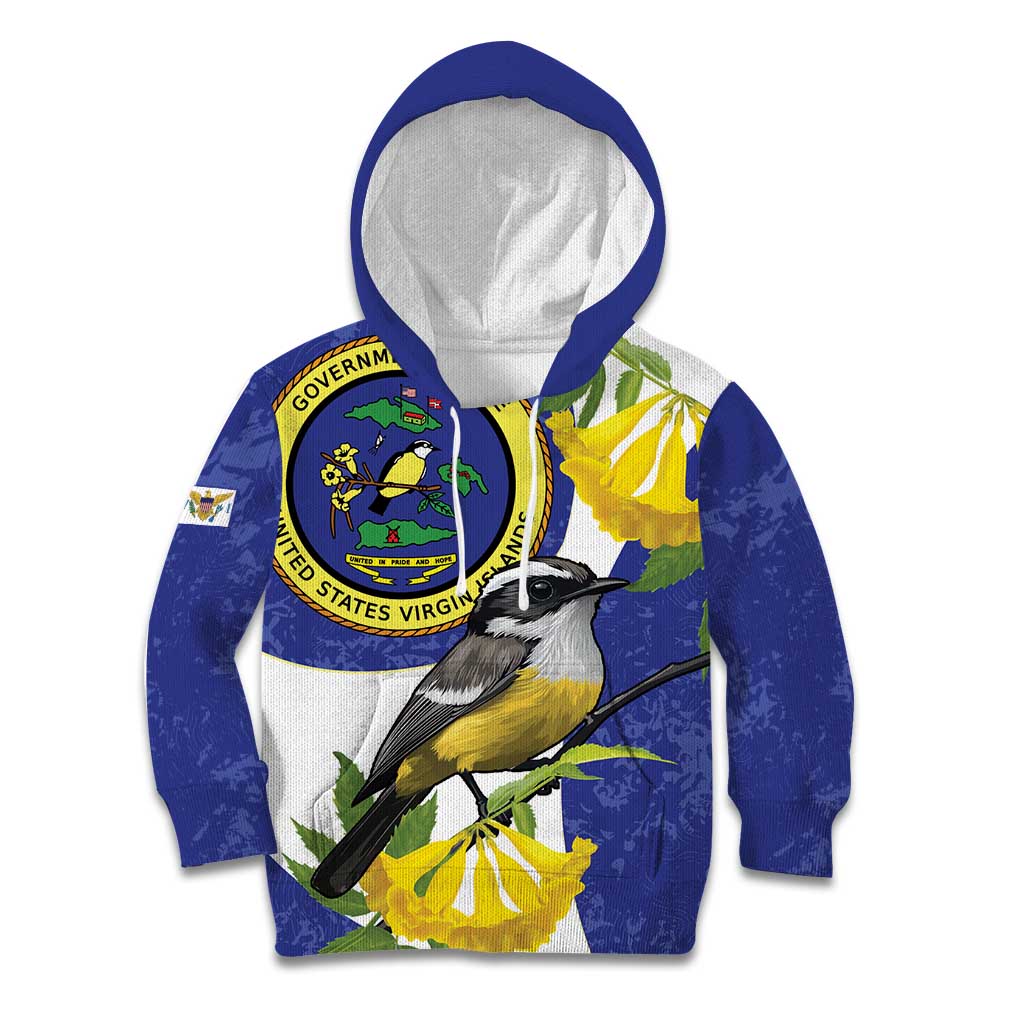 US Virgin Islands Kid Hoodie Bananaquit Bird Mix Ginger Thomas Flower - Wonder Print Shop