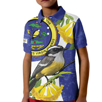 US Virgin Islands Kid Polo Shirt Bananaquit Bird Mix Ginger Thomas Flower - Wonder Print Shop