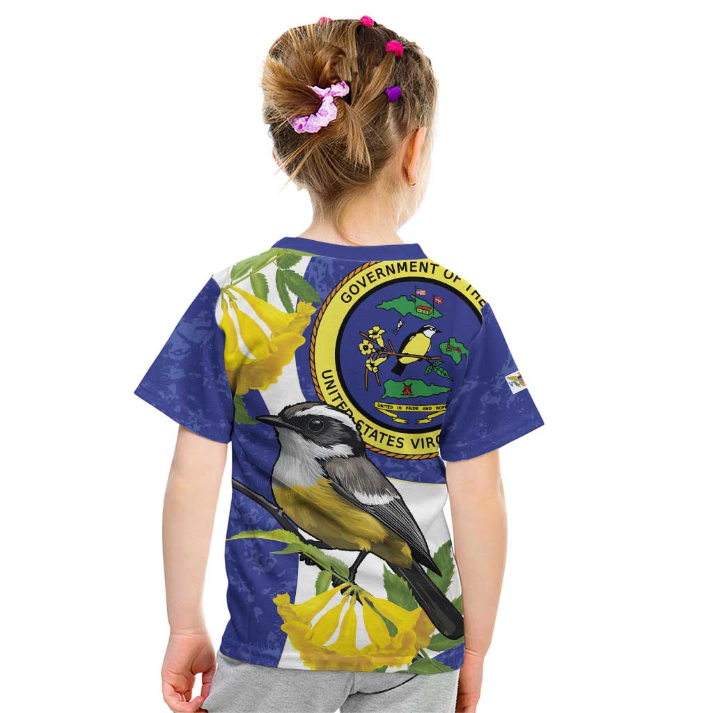 US Virgin Islands Kid T Shirt Bananaquit Bird Mix Ginger Thomas Flower - Wonder Print Shop