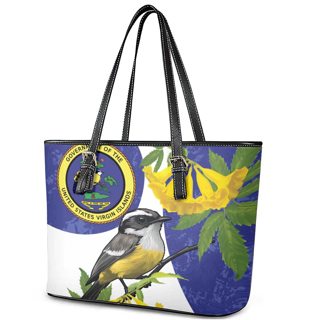 US Virgin Islands Leather Tote Bag Bananaquit Bird Mix Ginger Thomas Flower