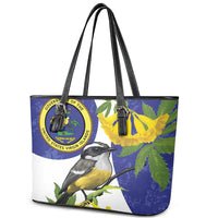 US Virgin Islands Leather Tote Bag Bananaquit Bird Mix Ginger Thomas Flower