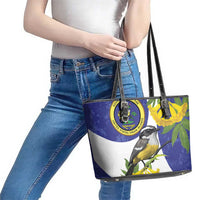US Virgin Islands Leather Tote Bag Bananaquit Bird Mix Ginger Thomas Flower