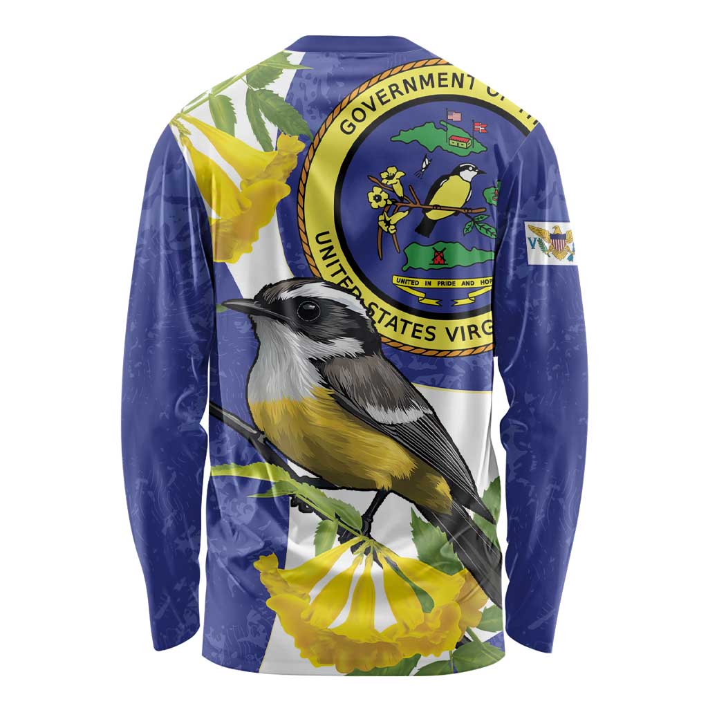 US Virgin Islands Long Sleeve Shirt Bananaquit Bird Mix Ginger Thomas Flower - Wonder Print Shop