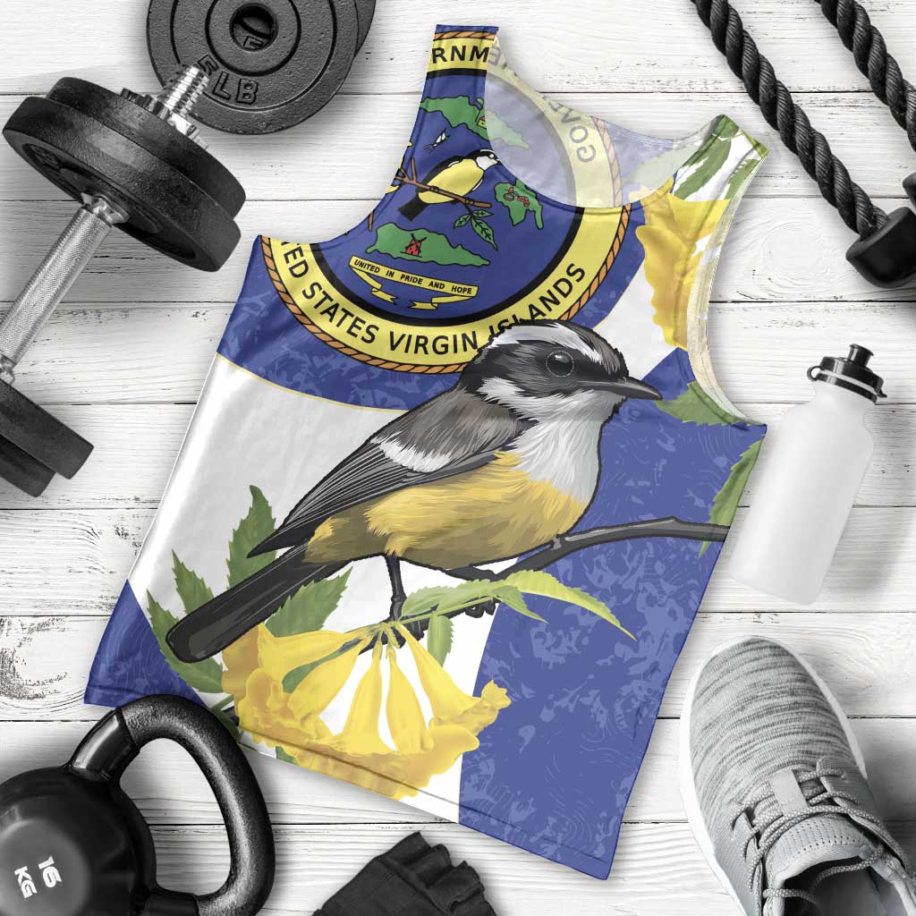 US Virgin Islands Men Tank Top Bananaquit Bird Mix Ginger Thomas Flower - Wonder Print Shop