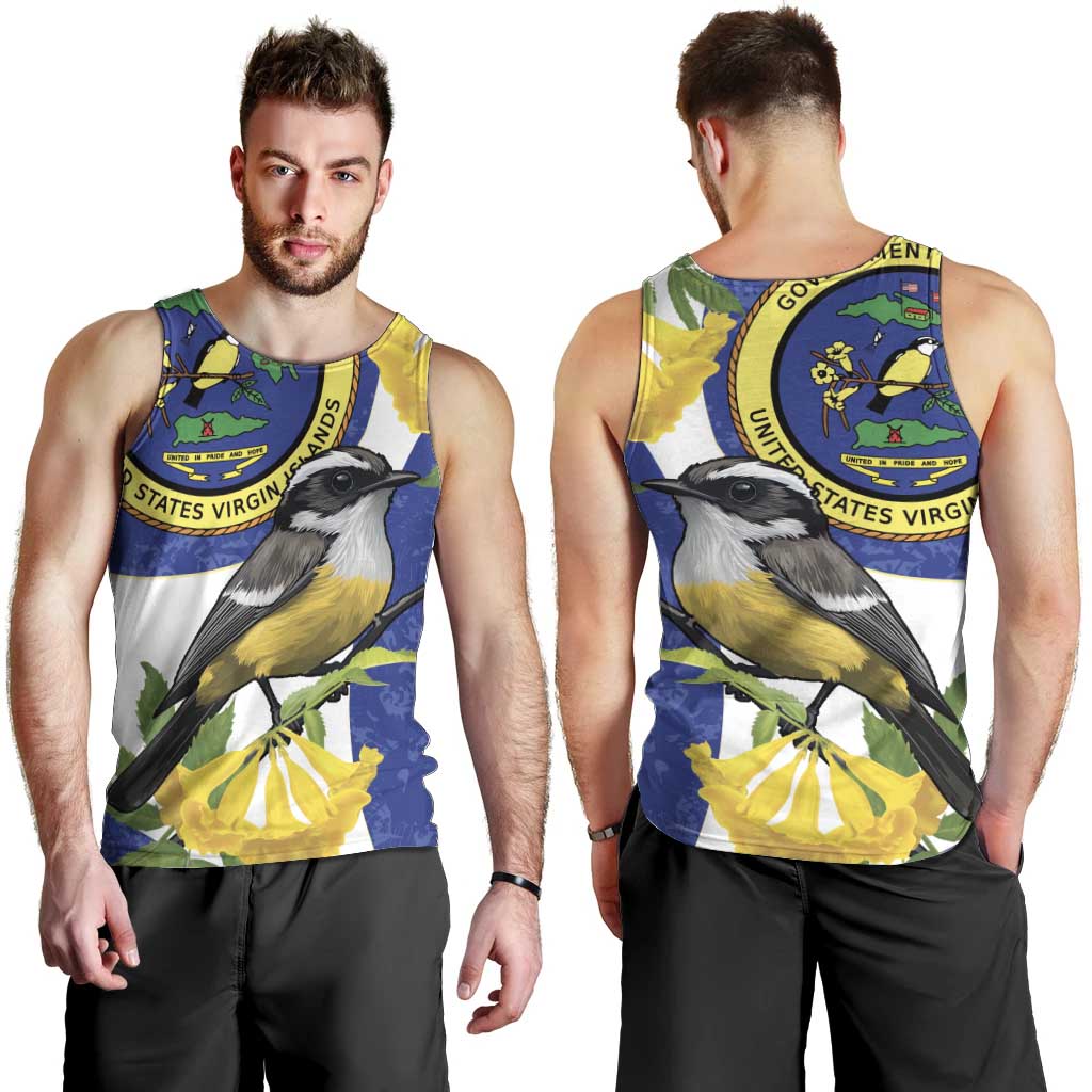 US Virgin Islands Men Tank Top Bananaquit Bird Mix Ginger Thomas Flower - Wonder Print Shop